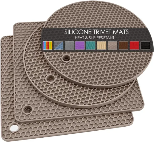 Miniatura 36 de Salvamanteles de silicona para platos calientes, soportes multiusos para ollas, 4 unidades, 2 tamaños de 7 pulgadas y 9 pulgadas, resistentes al 03