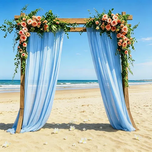 Miniatura 4 de DUOBAO Cortina de telón de fondo de gasa azul bebé, 2 paneles de 29 x 108 pulgadas, cortinas de tela de poliéster, cortinas de fotografía de boda