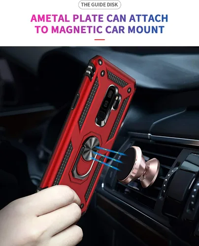 Miniatura 4 de Funda de grado militar para Samsung Galaxy S9 Plus 360 con anillo giratorio de metal con soporte magnético para montaje en automóvil, protección Azul
