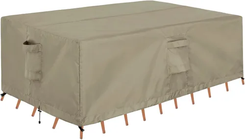 Miniatura 13 de OutdoorLines Juego de fundas impermeables para muebles de mesa de patio al aire libre, funda rectangular para sofá exterior, resistente a la Negro