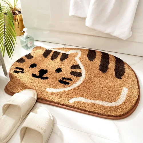 Miniatura 4 de Alfombra con forma de gato de 16 x 24 pulgadas, tapete de ducha, tapete de baño linda, alfombra de baño con cara de gato, alfombras de área lavables