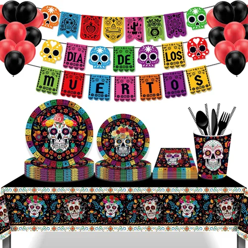 Miniatura 3 de Suministros para fiestas mexicanas de 116 piezas, 16 invitados, decoraciones de fiesta mexicana, incluyendo platos de papel para fiesta del Cinco