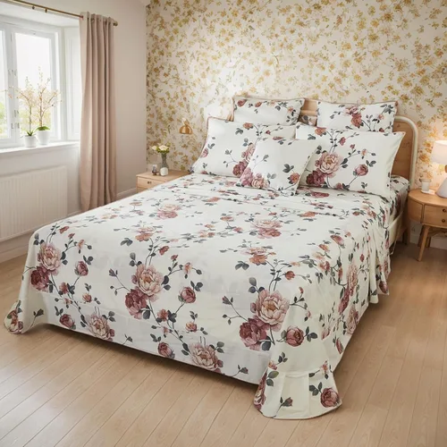 Miniatura 13 de FADFAY Juego de sábanas de rosas blancas, ropa de cama vintage floral de rosas, ropa de cama estilo rústico, 100% algodón egipcio percal, 800 hilos
