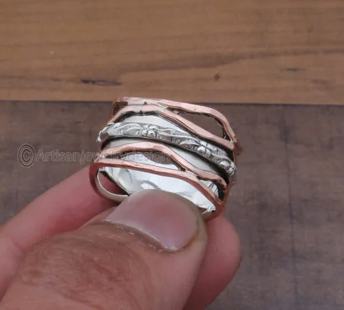 Miniatura 2 de 925 Sterling Silver Ring, Handmade Silver Ring, Everyday Spinner Ring, Spinner Band Ring, Statement Spinner Ring, Spiritual Silver Ring, Spinning