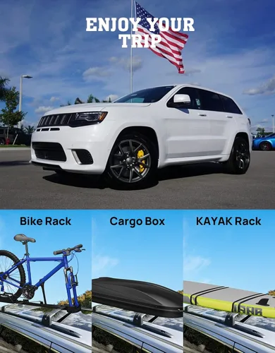 Miniatura 5 de Barras transversales para portaequipajes compatibles con Jeep Grand Cherokee Altitude & SRT y Trackhawk 2011-2022 con molduras negras para techo