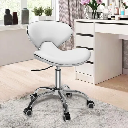 Miniatura 9 de Taburete enrollable ajustable multiusos con respaldo, barra de spa, silla de tatuaje para salón médico, silla con ruedas giratorias 360, resistente