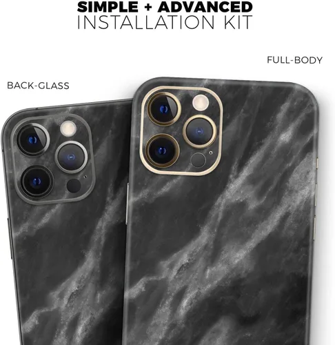 Miniatura 9 de DesignSkinz Kit de calcomanías de cuerpo completo compatible con iPhone 15 Plus, mármol blanco y negro