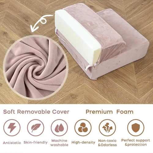 Miniatura 5 de BanaSuper Juguetes de escalada de 5 piezas para niños pequeños, juego de bloques de espuma para niños con cilindro, diseño plegable, juego