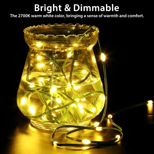 Miniatura 5 de Luces de Cadena de 33 pies que Funcionan con Batería, 100 Luces de Cadena de Hadas LED Alimentadas por Batería con Control Remoto y Temporizador