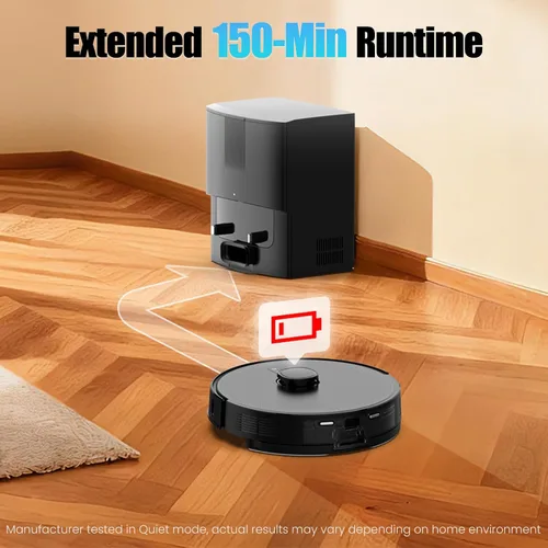 Miniatura 7 de Robot aspirador y trapeador E10+, autovaciado de 75 días, succión de 8000 PA, navegación LiDAR, mapeo del hogar, aplicación y control de voz, tiempo