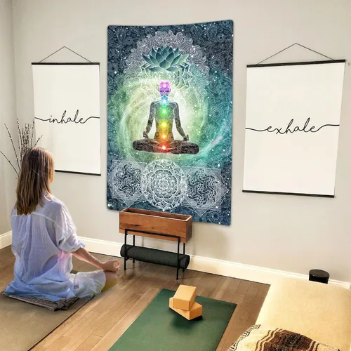 Miniatura 4 de DYNH Tapiz de Chakra, Tapiz de Yoga Meditación de Siete Chakras Zen Decorativo para Colgar en la Pared para Dormitorio, Tapices Espirituales Hippie