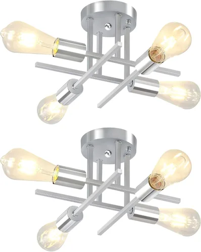 Miniatura 8 de EGM Lámpara de techo semiempotrada dorada, lámpara de cocina moderna de 4 luces con base E26, lámpara de techo para dormitorio, candelabro Sputnik