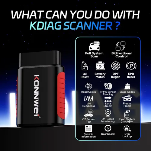 Miniatura 6 de KONNWEI Escáner OBD2 Bluetooth – Herramienta de diagnóstico de sistema completo con control bidireccional, restablecimiento de aceite/EPB/DPF/BMS