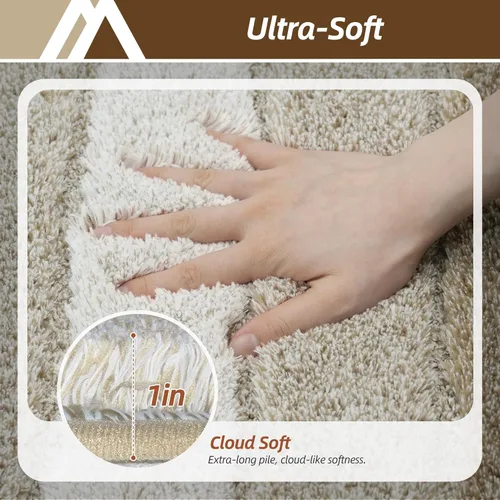 Miniatura 6 de COSY HOMEER Alfombras de baño de 24 x 17 pulgadas, ultra suaves y absorbentes, con respaldo de TPR antideslizante, lavable a máquina, alfombra Beige