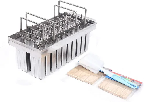 Miniatura 5 de Moldes de paletas de acero inoxidable, 20 unidades, hechos en casa, reutilizables, para hacer helados, para hacer paletas de hielo de congelación
