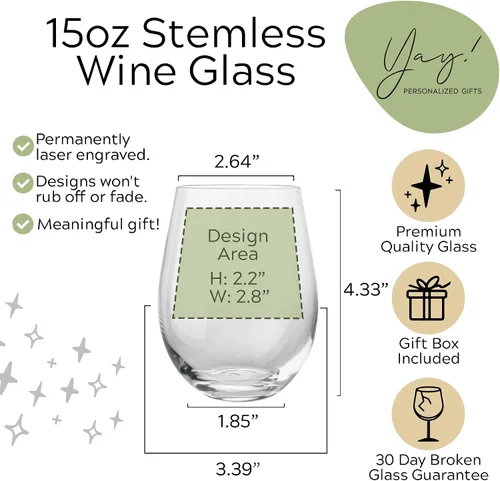 Miniatura 6 de Never Too Far To Wine Together - Copa de vino personalizable de 15 onzas sin tallo para regalos de amistad a larga distancia, regalos personalizados