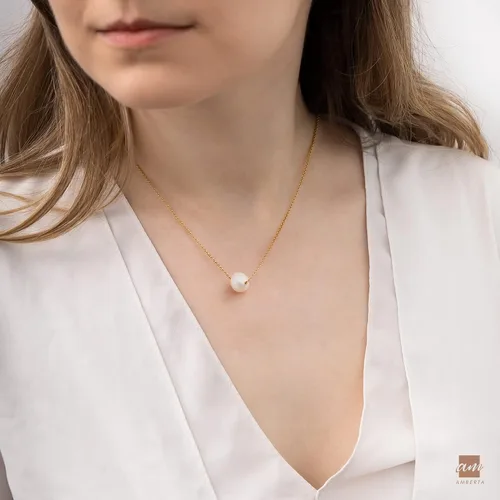 Miniatura 4 de Amberta Collar de perlas de agua dulce de plata de ley 925 para mujer