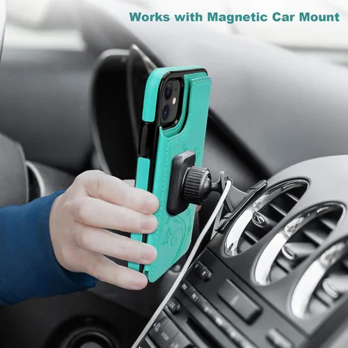 Miniatura 4 de Vaburs Funda compatible con iPhone 11 con tarjetero y diseño de mariposa en relieve, piel sintética de alta calidad, doble botones magnéticos, a