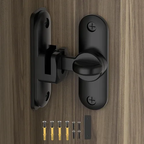 Cerradura de Puerta de Granero – Pequeña Cerradura de Puerta Corredera de 90/180 Grados, Pestillo de Puerta de Barra Pesada, Cerradura de