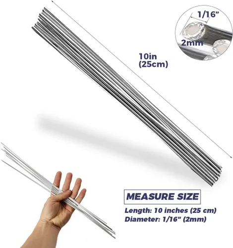 Miniatura 5 de Paquete de 100 varillas de soldadura de aluminio, solución de alambre de soldadura de núcleo de fundente, varillas de soldadura de aluminio de baja