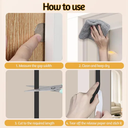 Miniatura 7 de Cinta de sellado de espuma EVA, 1 pulgada de ancho x 1/4 pulgada de grosor, cinta adhesiva para puertas y ventanas, bloqueador de corrientes