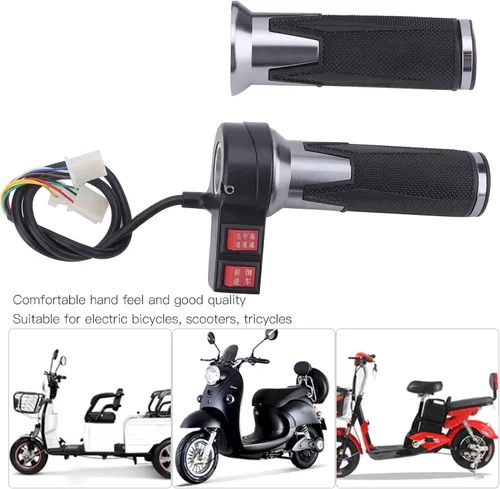 Miniatura 2 de Qiilu Empuñadura del acelerador, 1 par de 3 velocidades, empuñaduras para acelerador eléctrico con engranaje delantero y reverso