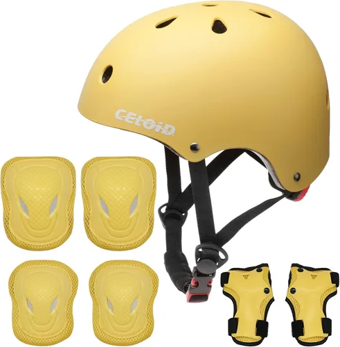 Miniatura 12 de Juego de almohadillas para casco de bicicleta y patineta para niños, equipo de protección para niños pequeños, rodilleras y coderas para niños