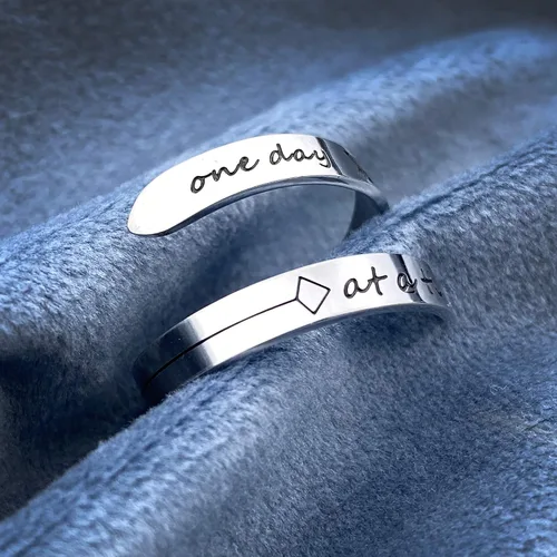 Miniatura 3 de Vrycot anillo ajustable de acero inoxidable para mujer, con frase inspiradora keep going y never give up, anillo modernos y apilables, regalo