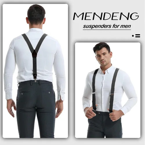 Miniatura 19 de MENDENG Tirantes de gancho giratorio de bronce vintage con 4 tirantes ajustables para hombre