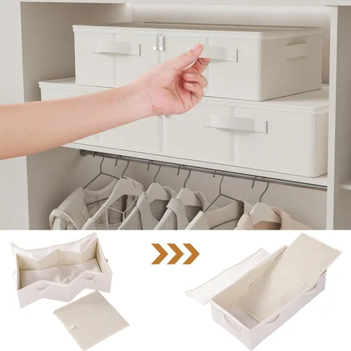 Miniatura 7 de Contenedor de almacenamiento debajo de la cama, contenedores plegables debajo de la cama, organizadores de armario con tapa para organizar ropa