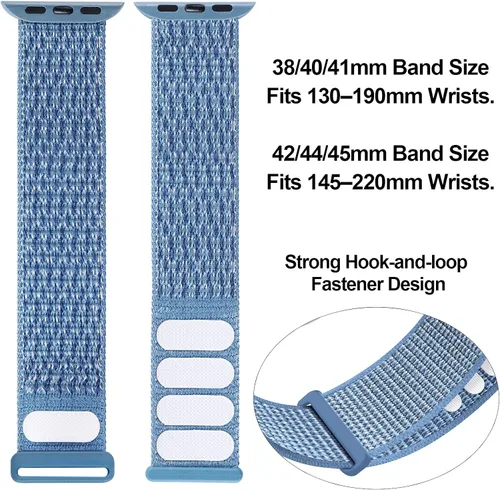Miniatura 3 de Correa deportiva compatible con Apple Watch Band de 1.496 in, 1.575 in, 1.654 in, 1.732 in, iWatch Series 6 5 SE 4 3 2 1, correa de nailon con azul
