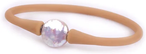 Miniatura 20 de GEM-Inside Big - Pulsera de joyería de perlas de 0.512 in para dama de honor, color negro, apilable, goma de silicona, elástica, perlas cultivadas