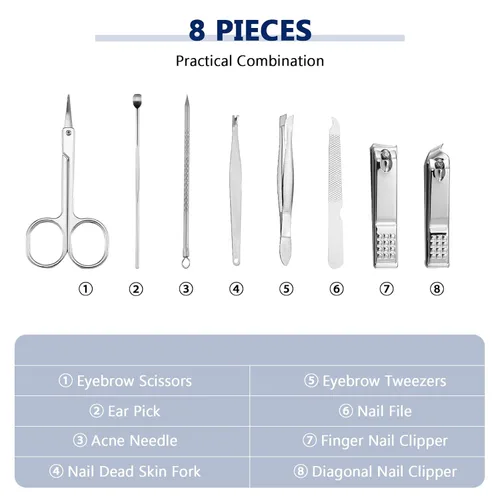 Miniatura 4 de Hanaive - Juego de 6 juegos de manicura, 48 piezas, cortaúñas, kit de pedicura, regalo para hombres y mujeres, kit de aseo de acero inoxidable 8