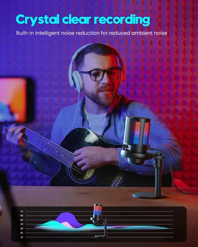 Miniatura 13 de Micrófono para juegos para PC: micrófono USB para Podcasts, Videos y Streaming - Micrófono condensador con silencio rápido y Filtro Pop - Micrófono