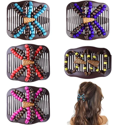 5 Piezas de Accesorios Mágicos Elásticos para el Cabello: Clips de Peine Elásticos Ajustables, Hacedores de Moños Vintage para Mujeres, Niñas,