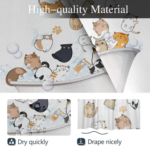 Miniatura 3 de Coxila Divertida cortina de ducha de gatos para niños, linda y divertida caricatura, Kawaii con estampado de patas de animales, colorida, divertida