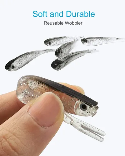 Miniatura 4 de Señuelos de pesca, cebos para lubina, juego de señuelos de cola dividida de plástico suave, 24 piezas Jerk Minnow Swimbait