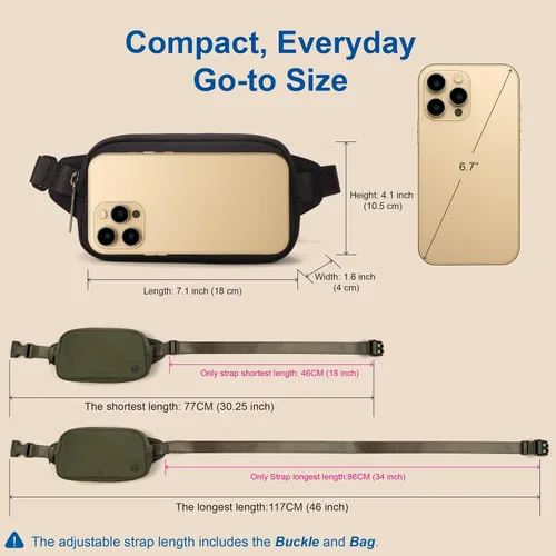 Miniatura 6 de Pander Mini bolsa para cinturón Ultra compacta, se adapta a teléfonos de 6.7 pulgadas, lápiz labial, auriculares, esenciales, pequeño bolso cruzado