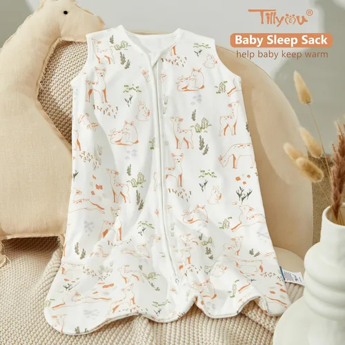 Miniatura 5 de TILLYOU - Saco de Dormir para Bebé de 0 a 6 Meses, TOG 1.5, 100% Algodón, Cremallera Doble, Saco de Dormir Cálido y Suave, Venado Travieso