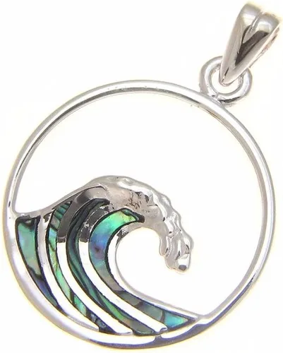 Miniatura 2 de Arthur's Jewelry Colgante de plata de ley 925 con forma de concha de paua de abulón con círculo de 0.787 in, Shell