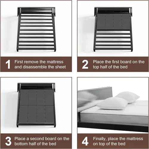 Miniatura 8 de Caja de resorte plegable, transpirable, minimiza el ruido, resistente a la humedad, soporte de cama de perfil bajo, cama doble grande de 0.394 in