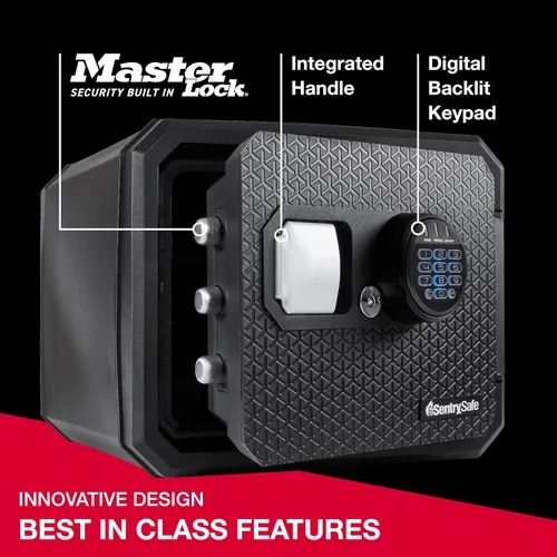 Miniatura 2 de SentrySafe Caja fuerte grande ignífuga e impermeable con teclado digital retroiluminado y llave de anulación para pasaportes, dinero, joyas, 0.81