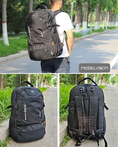 Miniatura 3 de Mochila de viaje grande de 80L para hombres y mujeres, mochila de senderismo ligera resistente al agua con compartimento para zapatos, Negro