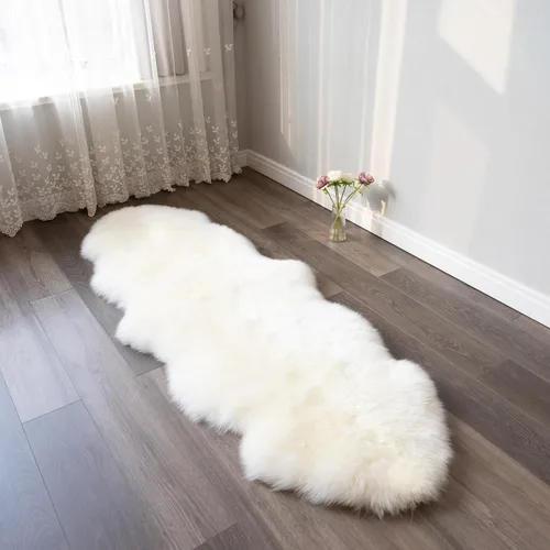 Miniatura 20 de Alfombra de piel de oveja, mullida y esponjosa, súper suave de 24 x 36 pulgadas, alfombra de pelo de oveja de felpa, alfombras decorativas
