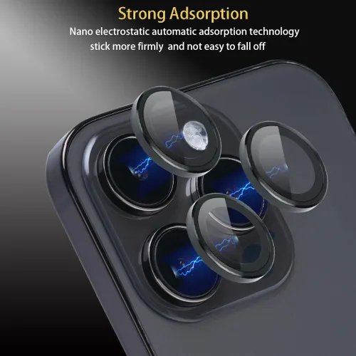 Miniatura 5 de Protector de lente de cámara para iPhone 15 Pro Max, protector de lente de vidrio templado con anillo de aleación de aluminio, compatible con iPhone