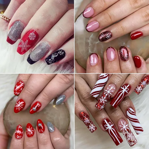 Miniatura 2 de Calcomanías de uñas de copos de nieve, 4 hojas 5D en relieve de Navidad, calcomanías de uñas de copo de nieve con purpurina blanca, calcomanías