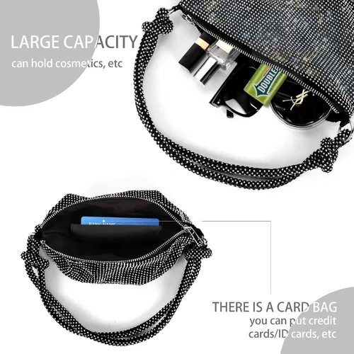 Miniatura 7 de Bolso de noche brillante con diamantes de imitación, bolso de mano plateado tipo clutch para mujeres, bolsos cruzados para fiesta, baile