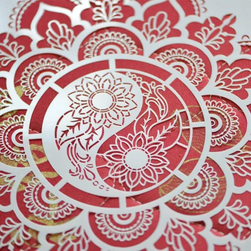 Miniatura 8 de Plantilla DIY para manualidades 30x30 cm Floral Mandala Yinyang Plantilla reutilizable para muebles, manualidades en madera, álbum de recortes