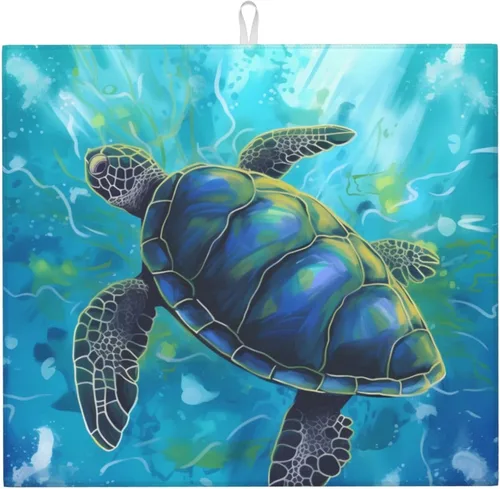 Miniatura 35 de Tapete de secado de platos de hojas de otoño para encimeras de 18 x 16 pulgadas, almohadilla protectora para escurridor de platos con lazo