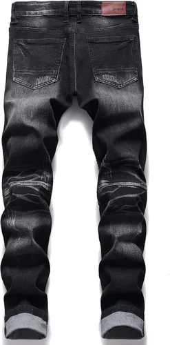 Miniatura 2 de Liuhond Skinny Slim Fashion - Jeans elásticos de motociclista de Hip Hop con agujeros rectos rasgados.
